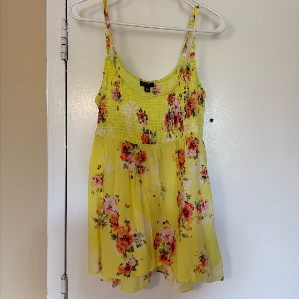 Torrid Yellow Floral Babydoll Top